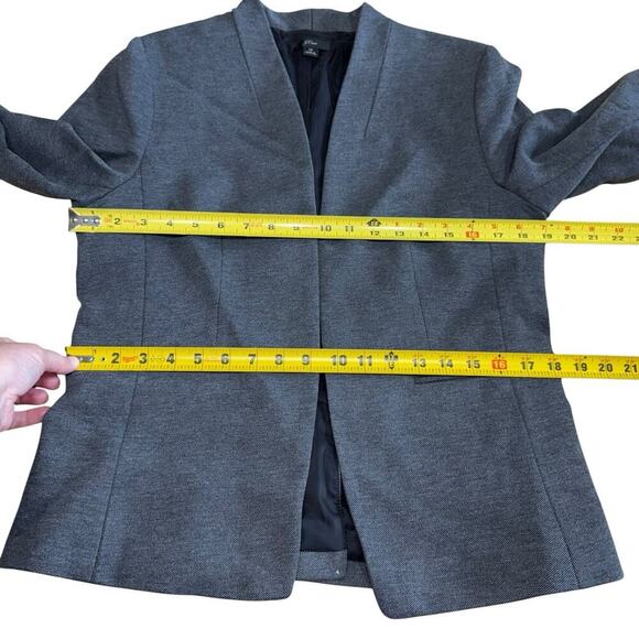 J Crew Going Out Blazer in Stretch Twill Open Front Jacket Gray 12 Academia Prep - Picture 10 of 13